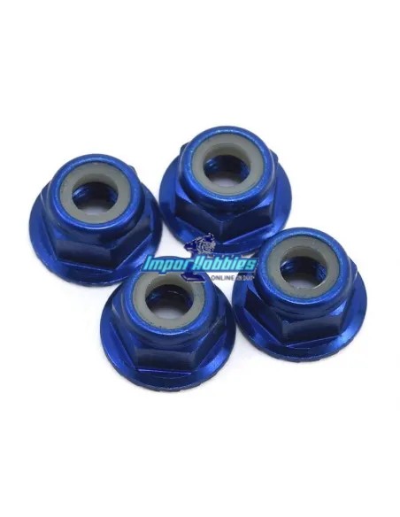 Ecrous nylstop aluminium epaules bleu 4mm (4 U.) Traxxas 1/16 / Jato TRX1747R - Traxxas Jato