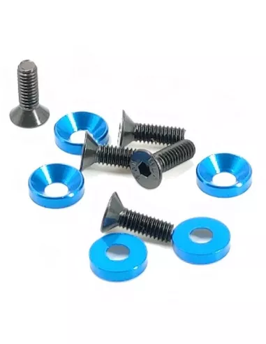 Engine Mount Screw M4x12mm & Blue Washer (5 U.) Fussion FS-TM412B - Hobbytech STR8 DeLuxe & STR8 EVO RTR - Spare Parts & Option 