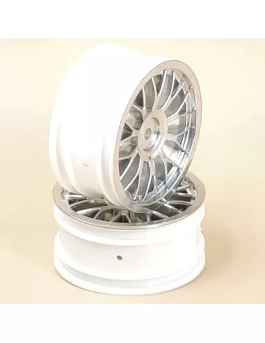 Silver Wheels - Multi-Spoke 26mm Hex. 12mm 1/10 Touring AMR-92445S - 1/10 Scale Touring Tires . Rubber & Foam