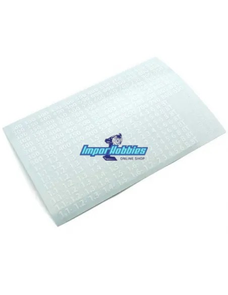 Planche autocollant viscosité amortisseurs blanc Kyosho 36372W - Kyosho Inferno 7.5 / Neo / Neo Race Spec - Pièces detachées et 
