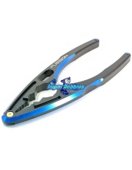 Alicate / Pinza para vástago amortiguador negra-azul en aluminio Fussion FS-AC026 - Herramientas Fussion