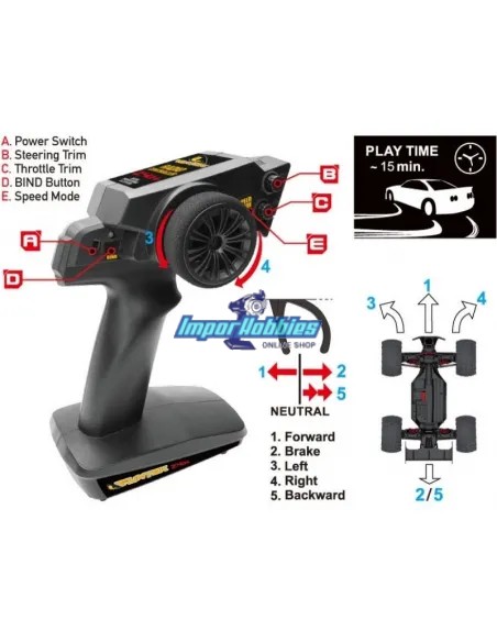 Funtek STX XL Combo ReadySet RTR 2.4Ghz 1/12Th Stadium Truck FTK-STX001 - Voitures Radiocommandées 1/12Th