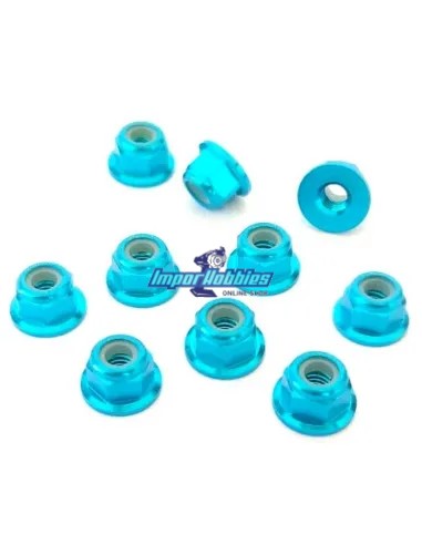 Tuerca autoblocante aluminio azul claro M3 Flanget (10 Uds.) Fussion FS-WN015LBL - Tuercas de Aluminio