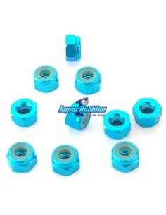Ecrous aluminium nylstop bleu clair M4 (10 U.) Fussion FS-WN016LBL - Ecrous aluminium
