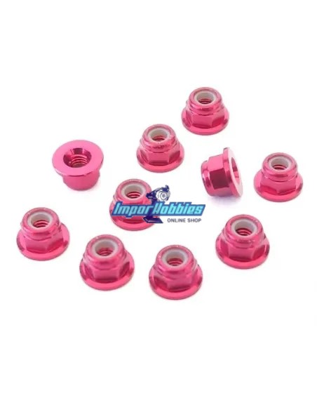 Ecrous aluminium nylstop rouge M3 épaulést (10 U.) Fussion FS-WN015R - Ecrous aluminium