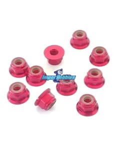 Tuerca autoblocante aluminio roja M4 Flanget (10 Uds.) Fussion FS-WN017R - Tuercas de Aluminio