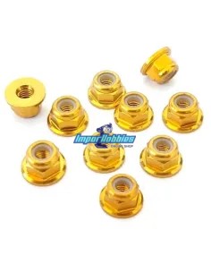 Tuerca autoblocante aluminio dorada M3 Flanget (10 Uds.) Fussion FS-WN015G - Tuercas de Aluminio