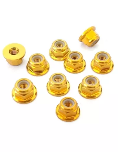 Aluminum Lock Nut - Gold M3 Flanget (10 U.) Fussion FS-WN015G - Aluminum Nuts