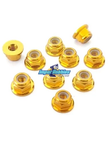 Tuerca autoblocante aluminio dorada M3 Flanget (10 Uds.) Fussion FS-WN015G - Tuercas de Aluminio