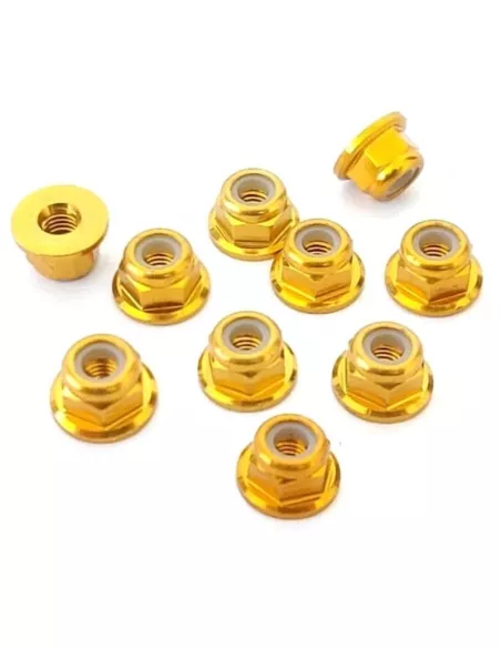 Aluminum Lock Nut - Gold M3 Flanget (10 U.) Fussion FS-WN015G - Aluminum Nuts