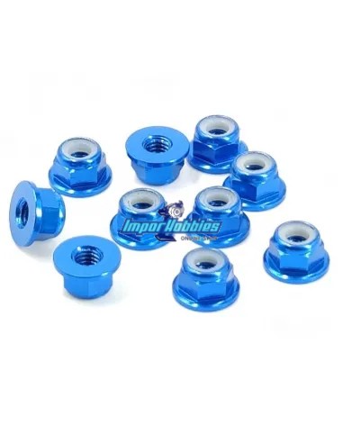 Ecrous aluminium nylstop bleu sky M4 épaulés (10 Uds.) Fussion FS-WN017BL - Ecrous aluminium