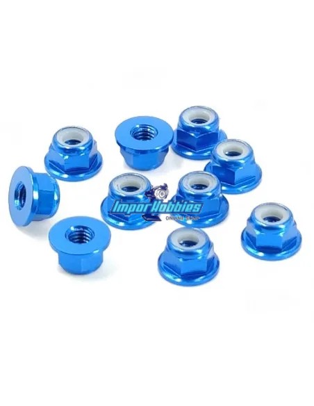 Ecrous aluminium nylstop bleu sky M4 épaulés (10 Uds.) Fussion FS-WN017BL - Ecrous aluminium