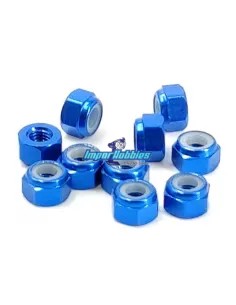 Ecrous aluminium nylstop bleu sky M3 (10 U.) Fussion FS-WN014BL - Ecrous aluminium