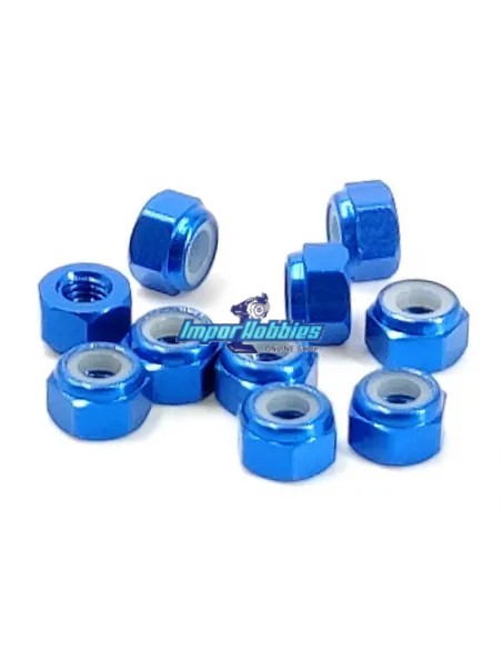 Tuerca autoblocante aluminio azul sky M3 (10 Uds.) Fussion FS-WN014BL - Tuercas de Aluminio