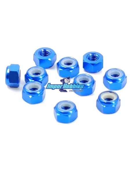 Ecrous aluminium nylstop bleu sky M4 (10 U.) Fussion FS-WN016BL - Ecrous aluminium
