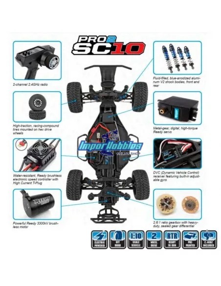 Team Associated Pro2 SC10 RTR 1/10 SC 2WD 2.4Ghz AS70020 - Coches de radiocontrol Short Course Escala 1/10