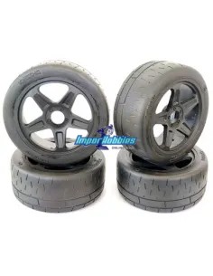 Tires 1/8 Rally Game Glued In Black Rim (4 U.) Kyosho Inferno GT / GT2 IGTH2019 - 1/8 Scale Tires - GT / Rally-Game / Rallycross