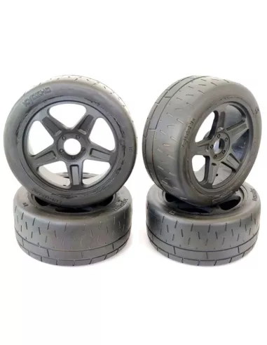 Tires 1/8 Rally Game Glued In Black Rim (4 U.) Kyosho Inferno GT / GT2 IGTH2019 - 1/8 Scale Tires - GT / Rally-Game / Rallycross