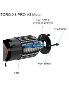 Moteur Brushless 2150KV Sensored 1/8 Buggy / Truggy SkyRC TORO X8 Pro V3 SK-400031-01 - Moteurs EP 1/8 2