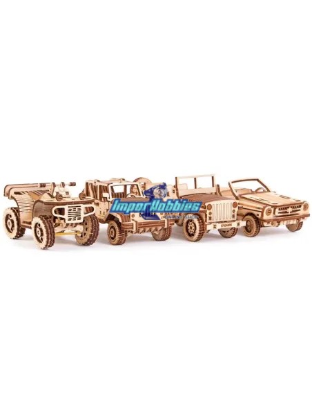 Puzle 3D - Set de coches - De madera sostenible Wood Trick WT26 - Puzles de madera 3D con movimiento