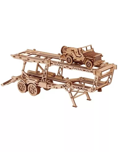 Mechanical 3D Puzzle - Car Trailer With Jeep - Eco Friendly Plywood Wood Trick WT18 - 3D Wooden Mechanical Puzzles