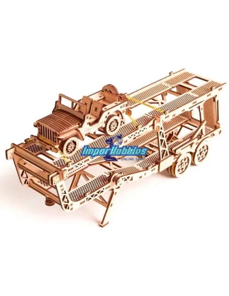 Puzzle 3D Mécanique - Remorque de Voiture Avec Jeep - Fait de bois écologique Wood WT18 - Puzzles en bois 3D mécanique