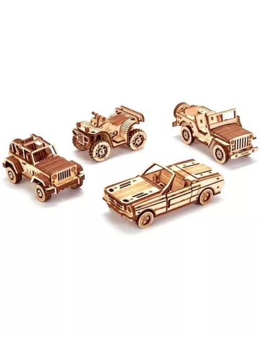 Mechanical 3D Puzzle - Set of Cars - Eco Friendly Plywood Wood Trick WT26 - 3D Wooden Mechanical Puzzles