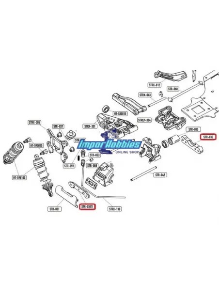 Kit complet cales avants CNC 7075 - Option Hobbytech STR8 / Spirit / EP X2 / NXT STRS-132 - Hobbytech STR8 DeLuxe & STR8 EVO RTR