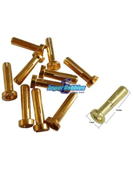 Conector banana oro 5.0mm macho - Low Profile (10 Uds.) Fussion FS-00080 - Conectores RC