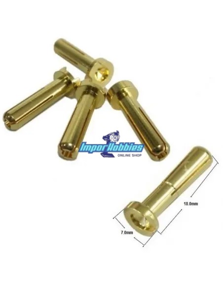 Connecteurs banane or 5.0mm mâles - Profile Bas (4 U.) Fussion FS-00079 - Connecteurs R/C