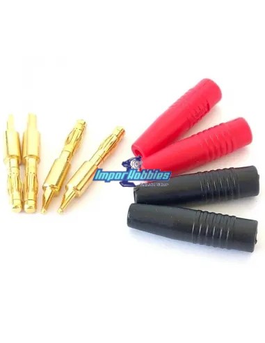 Conector banana oro 4.0mm con protección (2 Pares) Fussion FS-00071 - Conectores RC