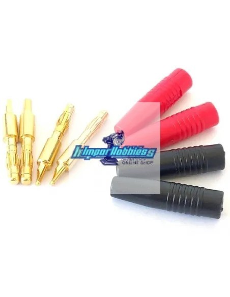 Conector banana oro 4.0mm con protección (2 Pares) Fussion FS-00071 - Conectores RC