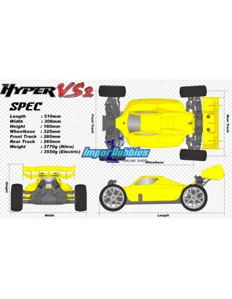 Hobao Hyper VS2-N ARR - Carrosserie non peinte H-VS2N-ARR - Voitures RC Echelle 1/8 Buggy Nitro & Électrique Kit Prêt À Courir R