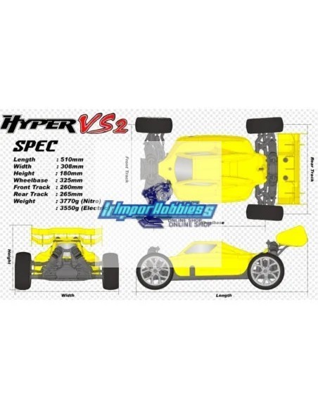 Hobao Hyper VS2-N Amarillo Motor Tirador .30 Readyset 2.4Ghz H-VS2N-C30Y - Coches RC Escala 1/8 Buggy Nitro & Eléctrico Kit List