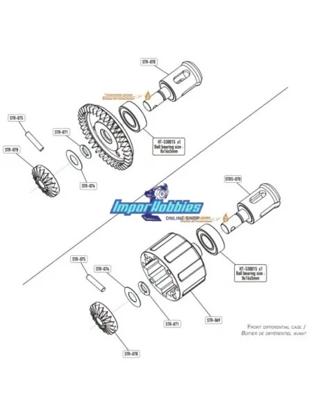 Noix de cardans de differentiel Av / Arr - Option (2 U.) Hobbytech STR8 / Spirit / NXT STRS-070 - Hobbytech STR8 DeLuxe & STR8 E