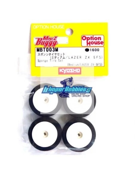 Pneus mousse avec jante - Medium (4 U.) Kyosho Mini-Z Buggy Lazer / MP9 MBT003M - Pneus et Jantes Kyosho Mini-Z Buggy