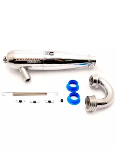 Exhaust System - Polished - 1/8 Buggy .21 - .30 Hobao Hyper 85107 - Nitro Engine Exhaust Systems - .21 / .25 / .28 / .30 / .32