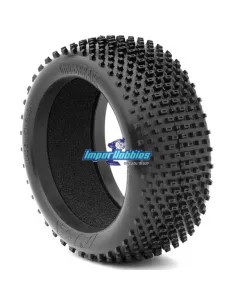Ruedas AKA Cross Brace Medium Long Wear (4 Uds.) pegadas en llanta blanca EVO 1/8 Buggy 14004ZRW - Ruedas AKA Race 1/8 Buggy 2