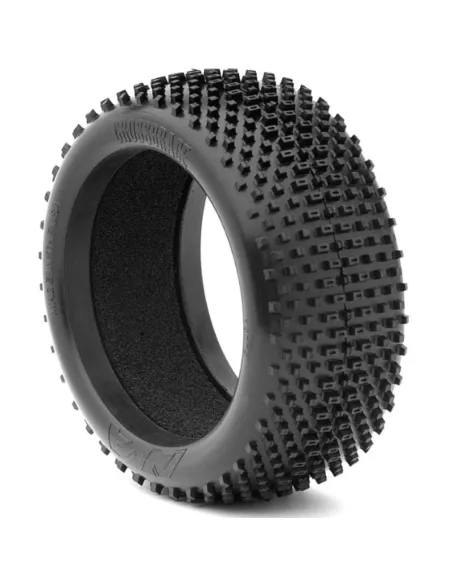 AKA Cross Brace Tires - Medium Long Wear (4 U.) Glued In White EVO Rim 1/8 Buggy 14004ZRW - AKA Race Tires - 1/8 Buggy