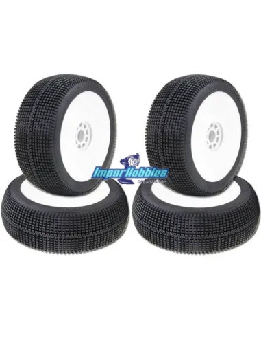 Pneus AKA Zipps Soft Long Wear (4 U.) montés/collée dans la jante blanc EVO 1/8 Buggy 14020XRW - Pneus AKA Race - 1/8Th Buggy