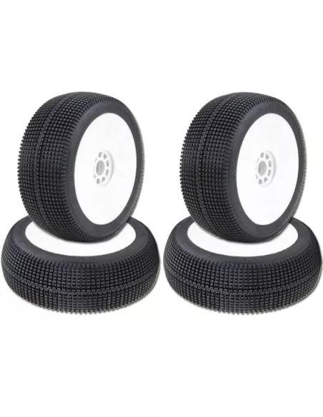 AKA Zipps Tires - Super Soft Long Wear (4 U.) Glued In White EVO Rim 1/8 Buggy 14020QRW - AKA Race Tires - 1/8 Buggy