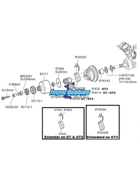Campana 2 velocidades GTW26 Kyosho Inferno GT / GT2 / GT3 IG111 - Kyosho Inferno GT / GT2 Nitro - Repuesto y opciones