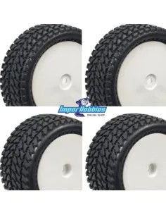 Ruedas Rally Mixtas delanteras & traseras para 1/10 Buggy (4 Uds.) Hobbytech HT-431 / HT-432 - Ruedas 1/10 Buggy montadas y pega