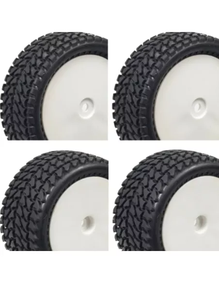 Front & Rear Mixed Rally Wheels for 1/10 Buggy (4 Units) Hobbytech HT-431 / HT-432 - 1/10 Buggy Glued Tires
