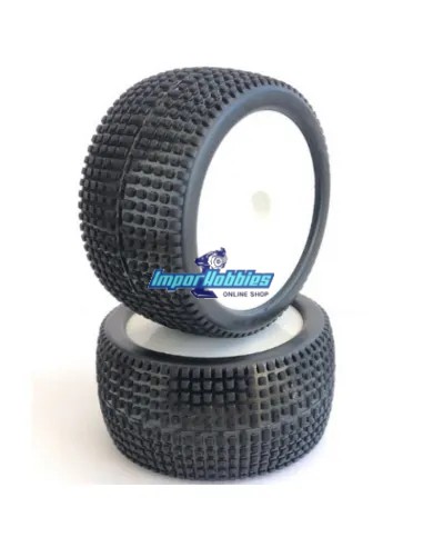 Ruedas Square traseras 1/10 Buggy (2 Uds.) Hobbytech Survolt / Revolt / BXR S1 HT-430 - Pneus 1/10 Buggy montés/ collés