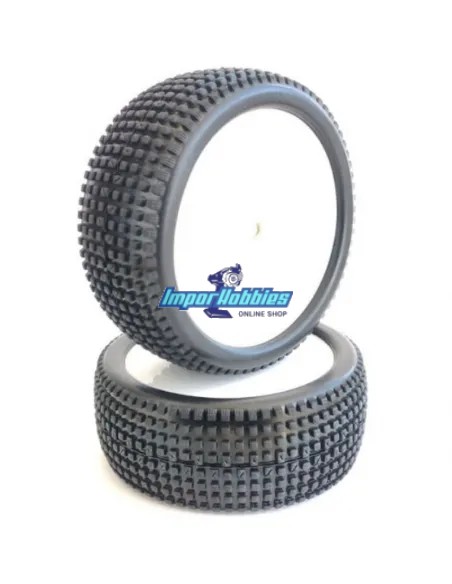 Pneus Square avant complet 1/10 Buggy (2 U.) Hobbytech Survolt / Revolt / BXR S1 HT-429 - Pneus 1/10 Buggy montés/ collés