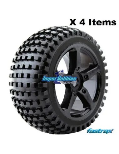 Pneus Rock Block 1/8 Truggy montés/collée dans la jante noire (4 U.) Fastrax FAST1094B-0 - Pneus 1/10Th & 1/8Th Truggy
