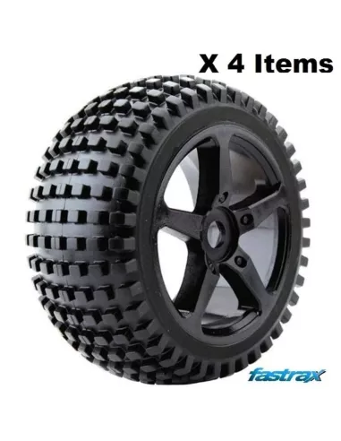 Rock Block 1/8 Truggy Tires - Glued In Black Rim (4 U.) Fastrax FAST1094B-0 - 1/10 & 1/8 Scale Tires - Truggy