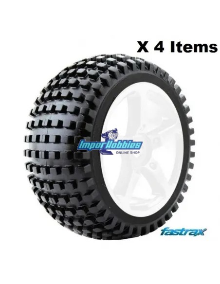 Pneus Rock Block 1/8 Truggy montés/collée dans la jante blanc (4 U.) Fastrax FAST1094W-0 - Pneus 1/10Th & 1/8Th Truggy