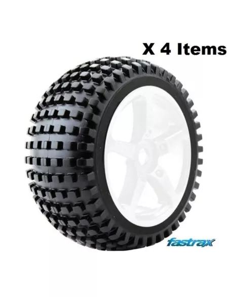 Rock Block 1/8 Truggy Tires - Glued In White Rim (4 U.) Fastrax FAST1094W-0 - 1/10 & 1/8 Scale Tires - Truggy